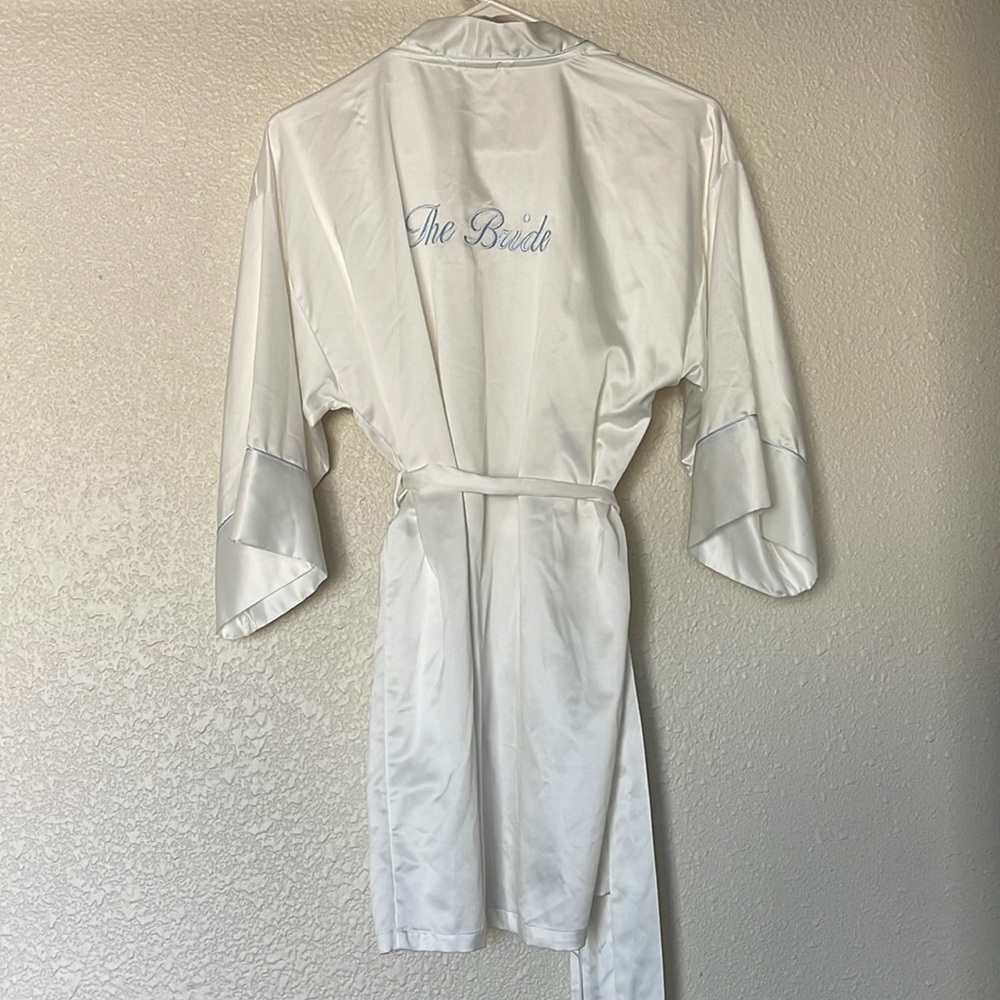 Something Blue - Satin Brides Robe - White
